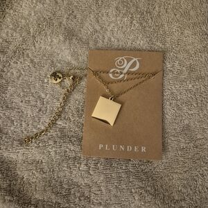 Plunder Gold Square Pendant Necklace